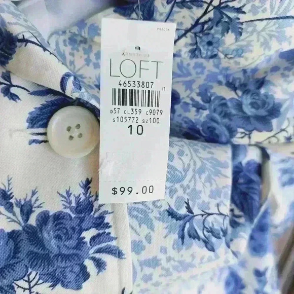 NWT Ann Taylor Loft Blue and White Floral Jacket - Picture 6 of 7